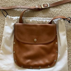 Longchamp brown leather crossbody bag